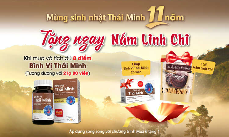 Mừng sinh nhật Dược phẩm Thái Minh 11 tuổi: Tặng ngay nấm linh chi khi mua Bình Vị Thái Minh